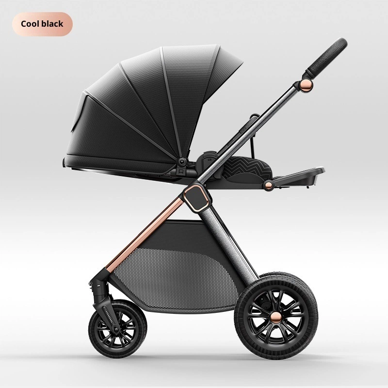 Lightweight Foldable Reversible Baby Stroller, High Landscape 4-Wheel Toddler Car, Seat & Recline Function