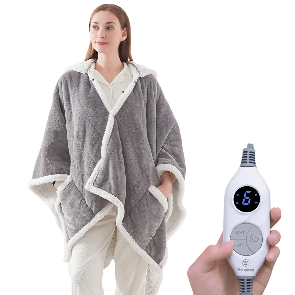 Westinghouse Wearable Heated Throw Blanket, Electric Heated Wrap Poncho Shawl